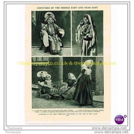 COSTUMES FROM: SIKKIM, PALESTINE & HOLLAND, Book Illustration, 1920s