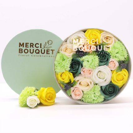 Soap Flowers Gift Box - Spring Celebrations - Yellow & Greens