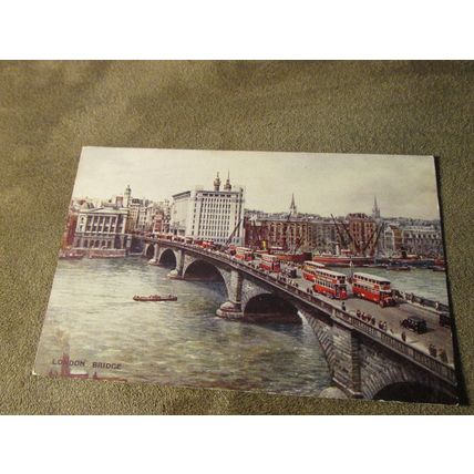 1940s Postcard - Buses on London bridge - Artist Brian Gerald A329