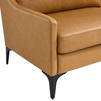 74.5" Wide Mid-Century Sofa Supple Genuine Leather Tan, Gray, Brown Ships FedEx!