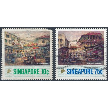 Paintings of Chinatown: 10c & 75c - Singapore 1989 - F H - SG 592 & 594