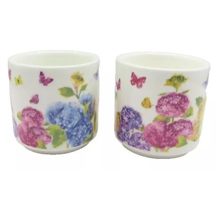 Butterfly & Flower Egg Cups Set of Two Ceramic Fine China Ceramic 5 CM Tableware