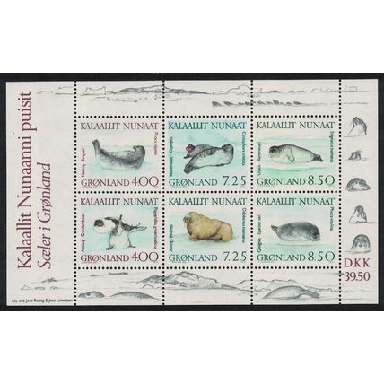 Greenland Walrus Seals Marine Mammals MS 1991 MNH SG#MS234