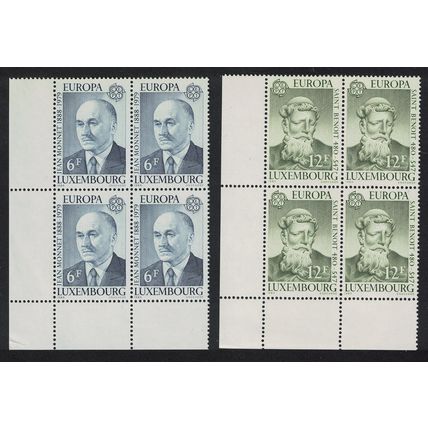 Luxembourg Famous People Europa 2v Corner Blocks of 4 1980 MNH SG#1046-1047