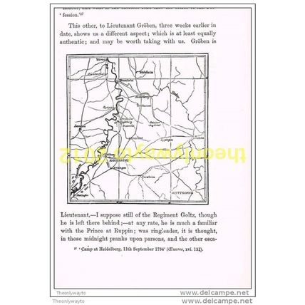 BATTLE OF PHILIPSBURG, 1734, MAP, BOOK ILLUSTRATION, 1869