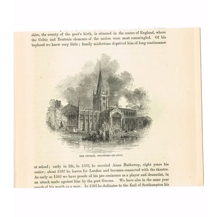 CHURCH, STRATFORD-ON-AVON, ENGLAND, Book Illustration (Print), c1870