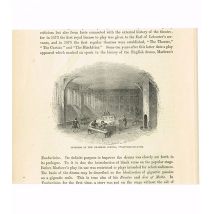 INTERIOR, THE GRAMMER SCHOOL, STRATFORD-ON-AVON, Engraved Illustration, c1870