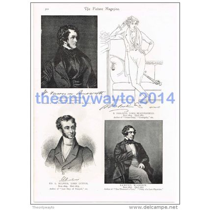 W H AINSWORTH, B DISRAELI, LORD LYTTON, S WARREN, BOOK ILLUSTRATION, 1895