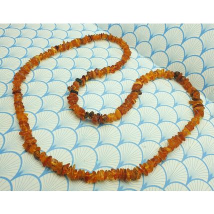 Vintage Genuine Natural Baltic Amber Chunky Polished Nugget Beaded Necklace