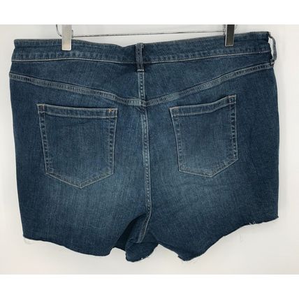Torrid Button Fly Blue Cuffed Distressed Denim Shorts Size 18 Summer Jean