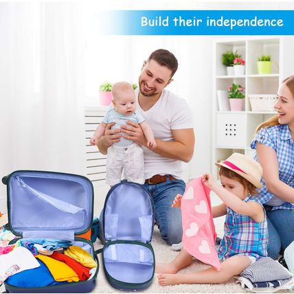HONEY JOY Kids Luggage, 12" Toddler Backpack & 16" Travel Suitcase with Wheels,
