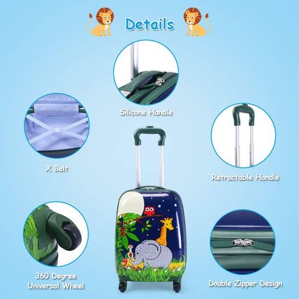 HONEY JOY Kids Luggage, 12" Toddler Backpack & 16" Travel Suitcase with Wheels,