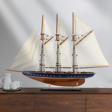 NAUTIMALL 25" Wooden Sailboat Model Sailing Yacht Atlantic Schooner Ship Scale R