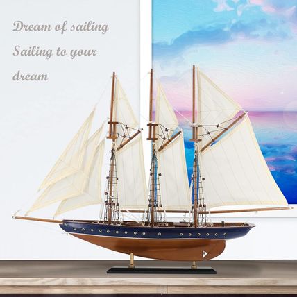 NAUTIMALL 25" Wooden Sailboat Model Sailing Yacht Atlantic Schooner Ship Scale R