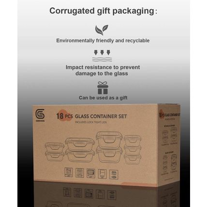 18 Piece Glass Food Storage Containers with Lids, Glass Meal Prep Containers, Fo