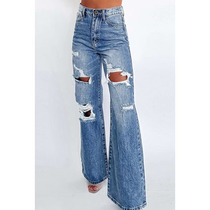 Ashleigh Blue Acid Wash Distressed Wide Leg High Waist Jeans