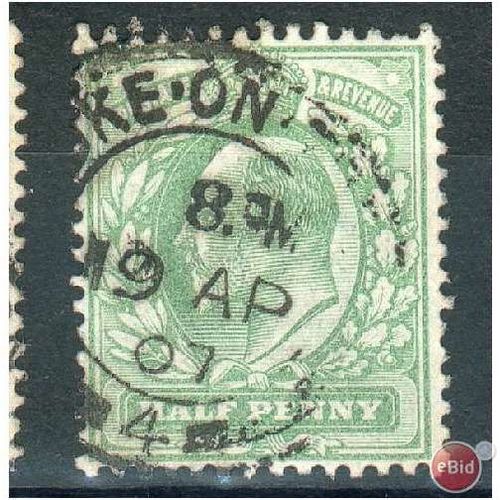 GB stamps 1902-10 -1/2d SG215 Stoke on Trent cancel 4