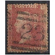 1858 SG43 1d Red Plate 162 Good Used Check Letters "FD".