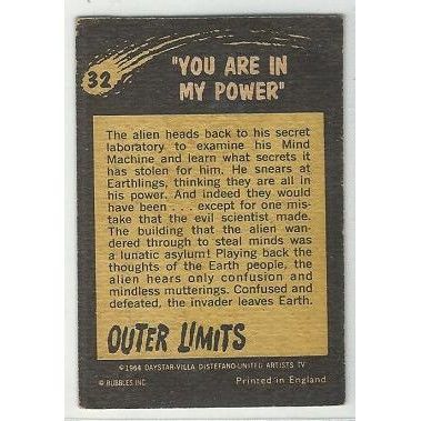 OUTER LIMITS ' YOU ARE IN MY POWER card # 32 ( 1964 )