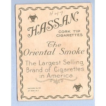 Tobacco Card ~ Company: American Tobacco Company Brand: Hassan Cork Tip Ci~47