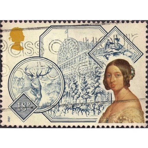 GB, Queen Victoria, Crystal Palace, blue 1987, 18p, #2