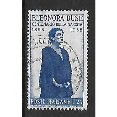 ITALY 1958 25L BLUE ELEONORA DUSE ACTRESS SG 983 FINE USED