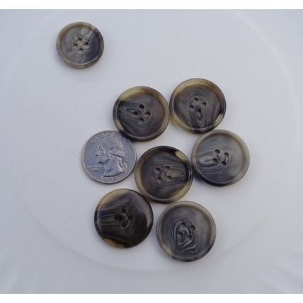 6 Tan Gray Black Coat Buttons 1 Inch 25mm 4 Hole Large 019