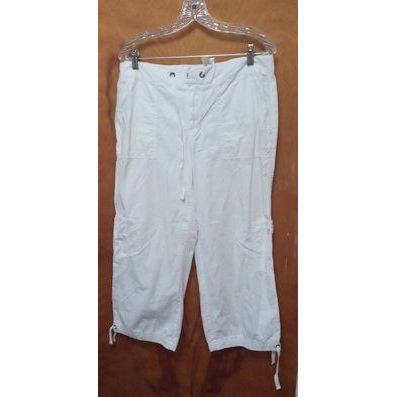 LizWear White 100% Cotton Ladies Pants w/drawstring waist, Size 12