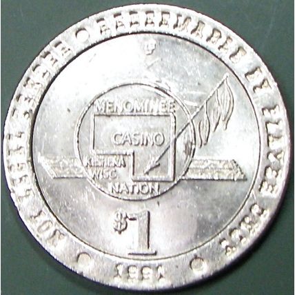 Menominee. $1 Casino Token. Kashena, WI. 16A.