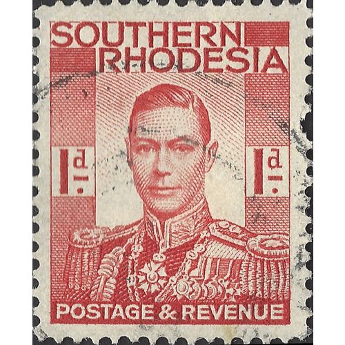 SOUTHERN RHODESIA, King George VI, red 1937, 1d, #4