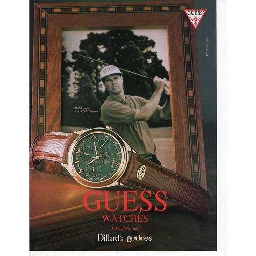 Guess watch vintage Full Page Print Ad December 1993