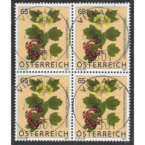AUT 2007 BLOCK OF 4x 65c 'FLORA DEFINITIVES ' FINE USED (EBID56-297)