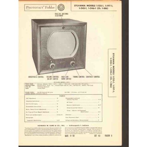 SYLVANIA model 1-125 -197 -245 -246 television Sams Photofact manual