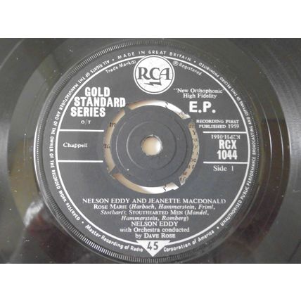 7" 1959 . NELSON EDDY & JEANETTE MACDONALD, EP,RCA . RCX 1044,4 TRACKS.NEAR MINT