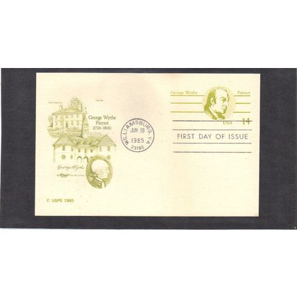 FDC Artmaster UX108 14c Wythe (Cachet-U/A) CV39315