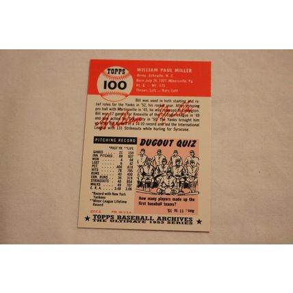 William Bill Miller 1991 Topps 1953 Archives NO. 100