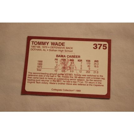 Tommy Wade 1989 Collegiate Collection Alabama's Finest NO. 375
