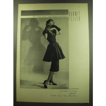 1949 Bonwit Teller Tunic Ad - The rustling tunic.. new silhouette, new fashion