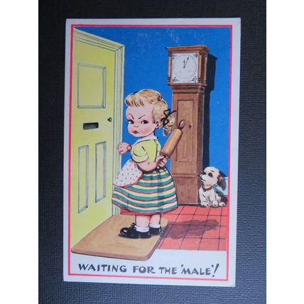Waiting For The 'Male' ! Artist Signed Dinah Postcard