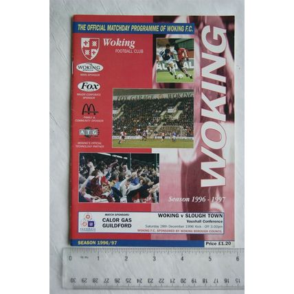 1996 programme Woking FC v. Slough Town