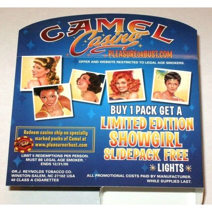 Camel Casino Collectible Limited Edition Showgirl Slide Pack Packaging & Insert