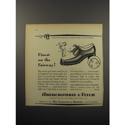 1955 Abercrombie & Fitch Golf Oxford Shoes Ad - Finest on the Fairway