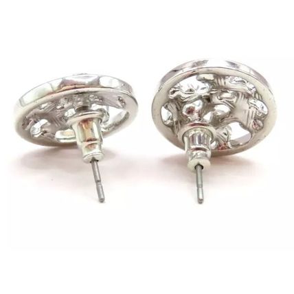 Floral Circular Silver Plated Earrings Friction Backs 1.4 CM Gift Jewellery