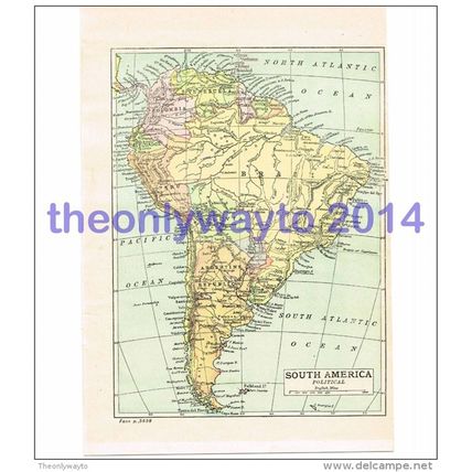 South America, Book Map Illustration (Print), John Bartholomew, c1907