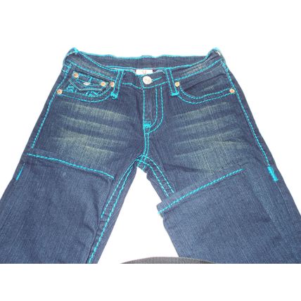 True Religion Womens 27 Dark Jeans Joey Blue Stitch Low Rise Skinny 29x33
