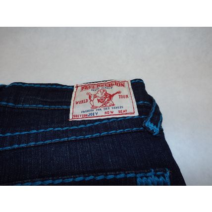 True Religion Womens 27 Dark Jeans Joey Blue Stitch Low Rise Skinny 29x33
