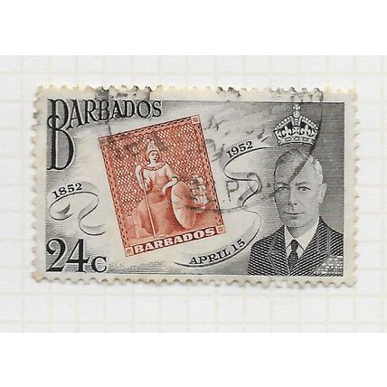 BARBADOS 1952 KG6 24c STAMP CENTENARY ON USED SG288 288 SG