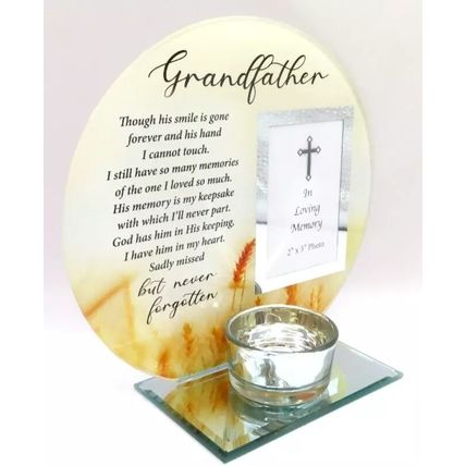Grandfather Tealight Votive Holder with Memorial Verse Photo Frame 15 CM Grief
