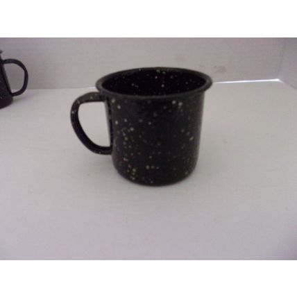 Vintage Yukon Jack Speckled Enamalware Black Mini Mugs Shot Glasses Set 2