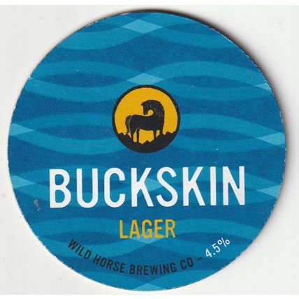 UNUSED KEG CLIP FRONT - WILD HORSE BREWING CO (WALES) - BUCKSKIN LAGER